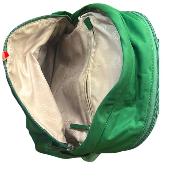 Tory Burch Ella Logo Nylon Adjustable Dual Zip Compartment Backpack in Arugula - Picture 6 of 16